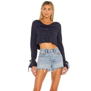Revolve Tularosa Margo Crop Top Small in Deep Navy